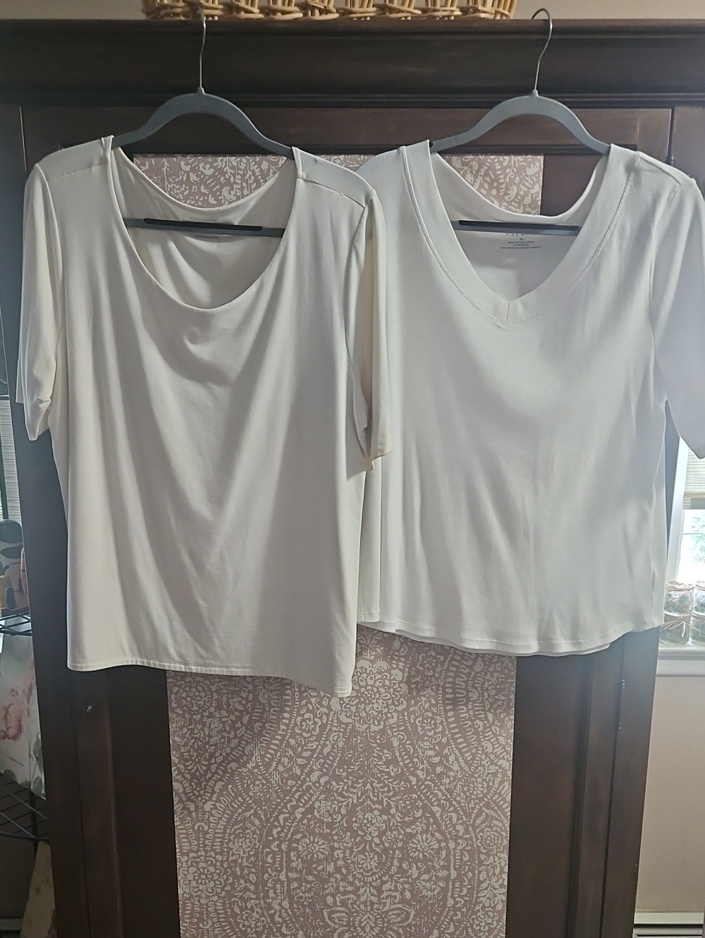 Chico's / Talbots White Short-Sleeve Scoop & V-Neck Tops - 2-Pack. Xlarge